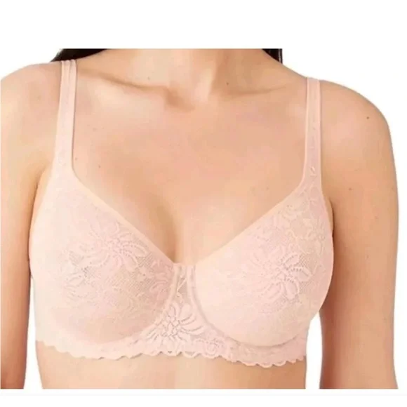 Wacoa Soft Sense Lace Underwire Bra 32D Rose Dust - Picture 1 of 8